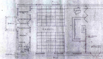 New chapel plan of front of building 1954